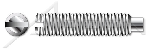 M6-1.0 X 16mm DIN 417 / ISO 7435, Metric, Slotted Set Screws, Full Dog Point, Full Thread, Steel