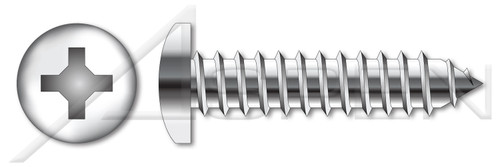 #8 X 5/8" Self-Tapping Sheet Metal Screws, Type "AB", Pan Phillips Drive, Stainless Steel