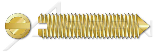M6-1.0 X 16mm DIN 553 / ISO 7434, Metric, Slotted Set Screws, Cone Point, Brass