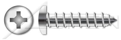 #7-16 X 3/4" Self-Tapping Sheet Metal Screws, Type "A", Pan Phillips Drive, Stainless Steel
