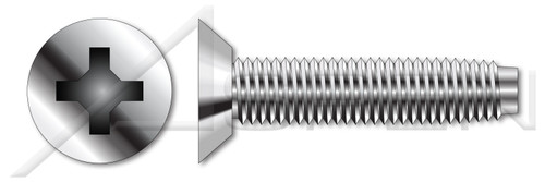 #10-24 X 1/2" Trilobe Thread Rolling Screws for Metals, Flat Undercut Phillips Drive, 18-8 Stainless Steel, Passivated and Waxed
