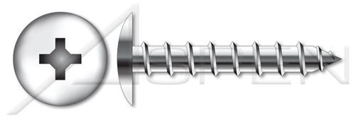 #6 X 3/8" Self-Tapping Sheet Metal Screws, Type "A", Truss Phillips Drive, Stainless Steel