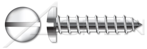 #4 X 1/2" Self-Tapping Sheet Metal Screws, Type "A", Pan Slot Drive, Stainless Steel