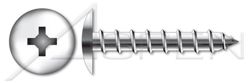 #4 X 1/4" Self-Tapping Sheet Metal Screws, Type "A", Truss Phillips Drive, Stainless Steel