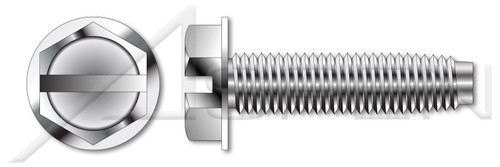 #10-24 X 3/4" Trilobe Thread Rolling Screws for Metals, Hex Slotted Indented Washer Head, 18-8 Stainless Steel, Passivated and Waxed