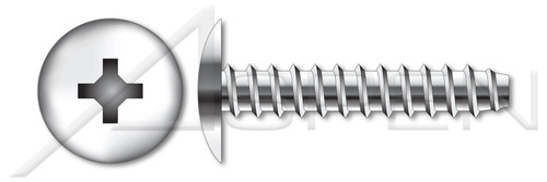 #10 X 1" Self-Tapping Sheet Metal Screws, Type "B", Truss Phillips Drive, Stainless Steel