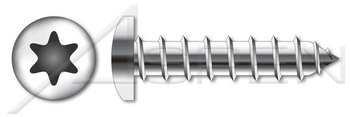 #10 X 1-1/4" Self-Tapping Sheet Metal Screws, Type "A", Pan 6Lobe Torx(r) Drive, Stainless Steel