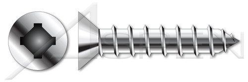 #12 X 2" Self-Tapping Sheet Metal Screws, Type "A", Flat Phillips/Square Combo Drive, Stainless Steel