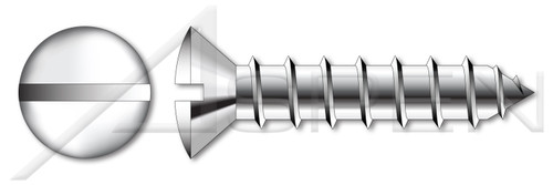 #4 X 3/4" Self-Tapping Sheet Metal Screws, Type "A", Oval Slot Drive, Stainless Steel