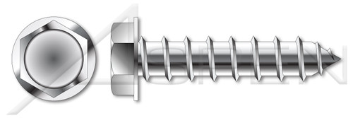 #14 X 1" Self-Tapping Sheet Metal Screws, Type "A", Hex Indented Washer Head, Stainless Steel