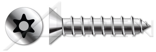 #10 X 1-1/2" Self-Tapping Sheet Metal Screws, Flat Countersunk Head Tamper-Resistant 6Lobe Torx(r) Pin Drive, Type "A", Stainless Steel