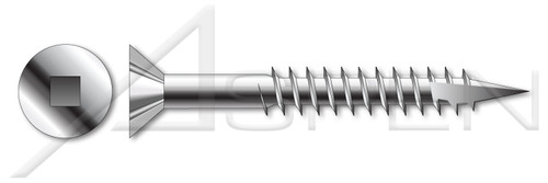 #8 X 2" Deck Screws, Flat Head Square Drive with Nibs, Type 17 Point, Stainless Steel