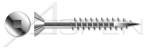 #10 X 2-1/2" Deck Screws, Flat Head Square Drive with Nibs, Type 17 Point, 305 Stainless Steel