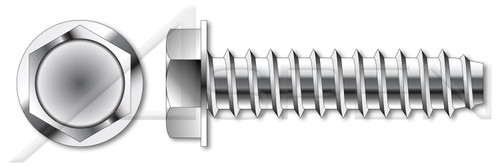 #14 X 3/8" Self-Tapping Sheet Metal Screws, Type "B", Hex Indented Washer Head, Stainless Steel