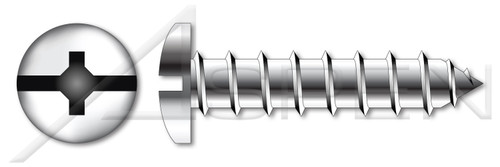 #12 X 1" Self-Tapping Sheet Metal Screws, Type "A", Pan Head Phillips/Slot Combo Drive, Stainless Steel