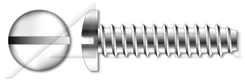 #4 X 1/2" Self-Tapping Sheet Metal Screws, Type "B", Pan Slot Drive, Stainless Steel