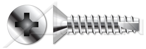 #4 X 3/8" Thread-Cutting Screws, Type "25", Flat Head Phillips Drive, AISI 410 Stainless Steel