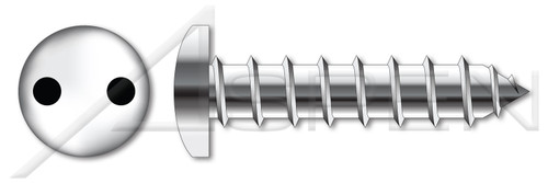 #6 X 3/4" Self-Tapping Sheet Metal Screws, Pan Head Tamper-Resistant Drilled Spanner Drive, Type "A", Stainless Steel