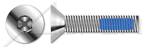#10-24 X 3/8" Flat Head Socket Cap Screws, Thread-Locking Patch, Stainless Steel