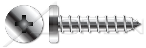 #10 X 1" Self-Tapping Sheet Metal Screws, Type "A", Pancake Head Phillips Drive, 410 Stainless Steel