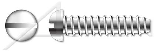 #10 X 1/4" Self-Tapping Sheet Metal Screws, Type "B", Round Slot Drive, Stainless Steel