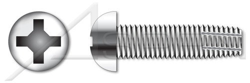 #10-32 X 3/8" Thread Cutting Screws, Type "F", Round Phillips Drive, 410 Stainless Steel
