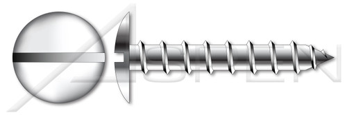 #10 X 3/8" Self-Tapping Sheet Metal Screws, Type "A", Truss Slot Drive, Stainless Steel