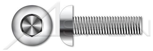 #4-40 X 1-1/2" Button Head Hex Socket Cap Screws, Full Thread, AISI 316 Stainless Steel