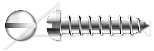 #10 X 3" Self-Tapping Sheet Metal Screws, Type "A", Round Slot Drive, Stainless Steel