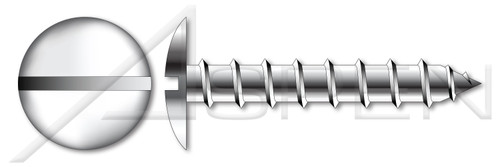 #12 X 5/8" Self-Tapping Sheet Metal Screws, Type "A", Truss Slot Drive, Stainless Steel