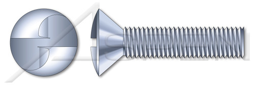 1/4"-20 X 1" Security Machine Screws, Oval Countersunk Head Tamper Resistant One-Way Slotted Drive, Steel, Zinc Plated