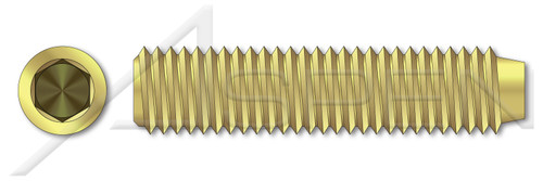 #4-40 X 3/8" Hex Socket Set Screws, Cup Point, Full Thread, Brass