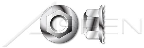 1/2"-13 All Metal Prevailing Torque Lock Nuts, Conical Automation Style Flanged with Locking Serrations, Stainless Steel