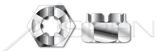 1/4"-28 Slotted Castle Nuts, Stainless Steel