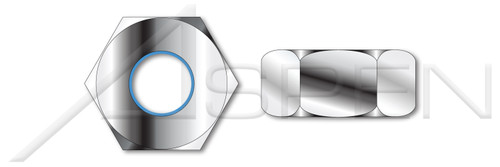 7/16"-14 Hex Finished Nuts, Thread-Locking Patch, Stainless Steel