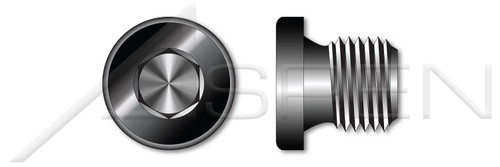 1-1/4"-11 DIN 908, Metric, Pipe Plugs, Hex Socket Drive, Straight Thread, Steel, Plain
