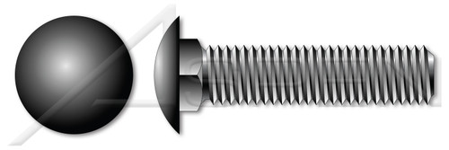 3/8"-16 X 1" Carriage Bolts, Round Head, Square Neck, Full Thread, A307 Steel, Black Oxide