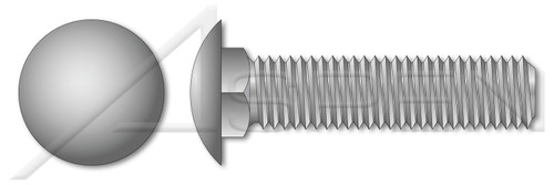 1/4"-20 X 2" Carriage Bolts, Round Head, Square Neck, Full Thread, A307 Steel, Hot Dip Galvanized