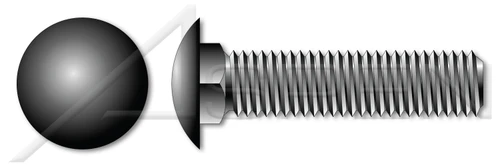 5/16"-18 X 3-1/2" Carriage Bolts, Round Head, Square Neck, Full Thread, A307 Steel, Black Oxide