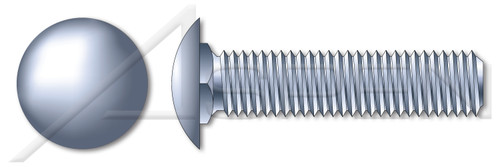 3/8"-16 X 1-1/4" Carriage Bolts, Round Head, Short Square Neck, Full Thread, A307 Steel, Zinc