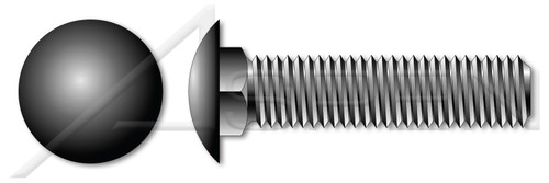 1/2"-13 X 2-1/2" Carriage Bolts, Round Head, Square Neck, Full Thread, A307 Steel, Black Oxide