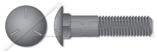 3/4"-10 X 7" Carriage Bolts, Round Head, Square Neck, Undersized Body, Part Thread, Grade 5 Steel, Plain