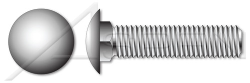 1/2"-13 X 1" Carriage Bolts, Round Head, Square Neck, Full Thread, Stainless Steel