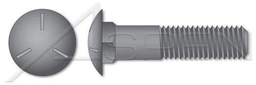 5/8"-11 X 8" Carriage Bolts, Round Head, Square Neck, Undersized Body, Part Thread, Grade 5 Steel, Plain