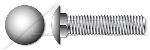 1/2"-13 X 1-3/4" Carriage Bolts, Round Head, Square Neck, Full Thread, Stainless Steel