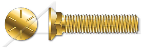 1/2"-13 X 2-1/2" Plow Bolts, Flat Head, #3 Head, Full Thread, Grade 8 Steel, Yellow Zinc