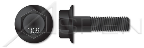 M10-1.5 X 25mm DIN 6921, Metric, Flange Bolts, Class 10.9 Steel, Black Phosphate
