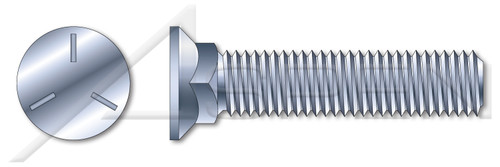 1/2"-13 X 2-1/2" Plow Bolts, Flat Head, #3 Head, Full Thread, Grade 5 Steel, Zinc