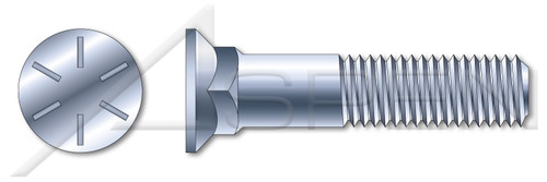 1/2"-13 X 1-1/2" Plow Bolts, Flat Head, #3 Head, Grade 8 Steel, Zinc