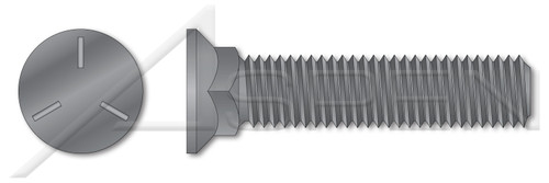 1/2"-13 X 2-1/4" Plow Bolts, Flat Head, #3 Head, Full Thread, Grade 5 Steel, Plain